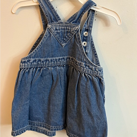 Vintage Denim Kids Overall Dress with Floral Embroidery 18 months - Picture 7 of 8